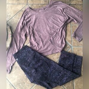 Lululemon Galaxy Leggings & Cutout oversized Workout/yoga/Gym Outfit
